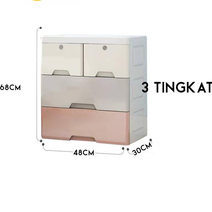 Gambar Lemari Plastik Pakaian Besar Laci Storage Cabinet Plastik Rak Susun - 3 tingkat dari Arsene.Shop undefined Tokopedia
