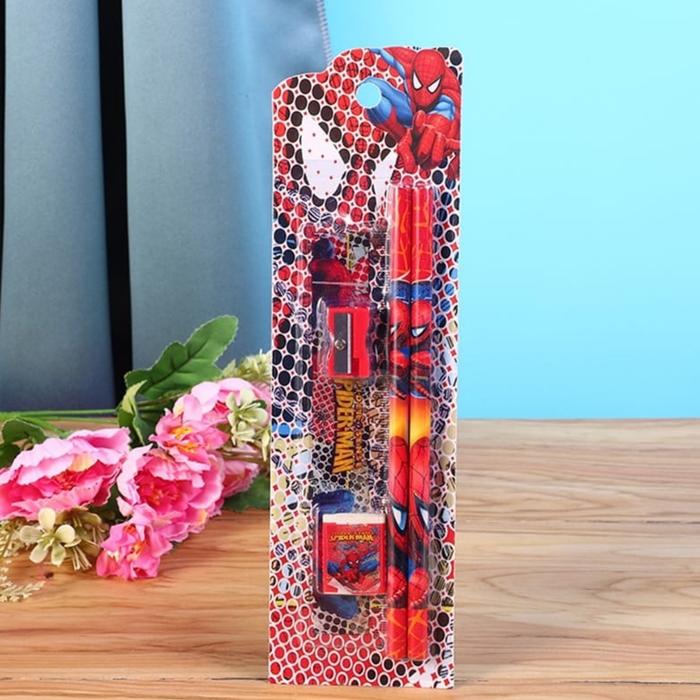 Gambar Paket 5 in 1 Perlengkapan Alat Tulis Anak Sekolah - spiderman dari OurHome undefined Tokopedia