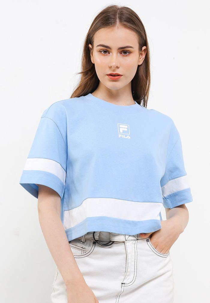 Gambar FILA Kaos Crop Top Wanita Bernie - Light Blue - XL dari FILA Official Store undefined Tokopedia