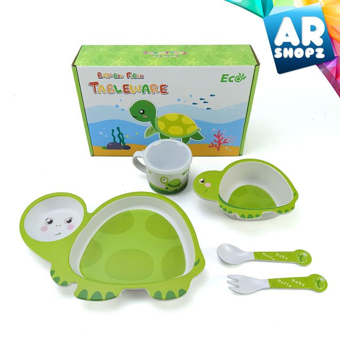 Gambar Bamboo Fiber Feeding Set Tempat Peralatan Makan Bayi Anak - TURTLE dari AR Shopz undefined Tokopedia