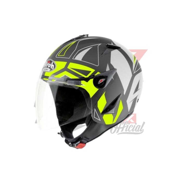 Jual HELM HALF FACE AIROH JT JET OPEN FACE YELLOW MATT M Kab