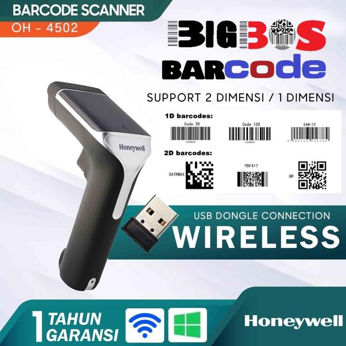 Gambar BARCODE SCANNER 2D WIRELESS HONEYWELL OH4502 AUTOSCAN LASER QR CODE - OH4502 DONGLE dari BIGBOS BARCODE OFFICIAL undefined Tokopedia