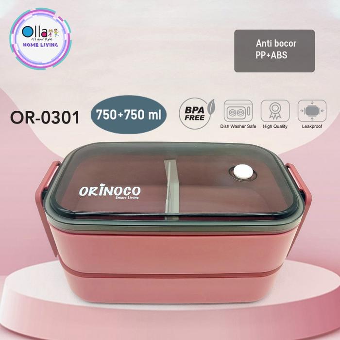 Gambar Lunchbox Double-Layer Ukuran Besar 1500 ML Kotak Makan Ala Jepang 2 Susun - OR 301 - Merah Muda dari Ollahomeliving undefined Tokopedia