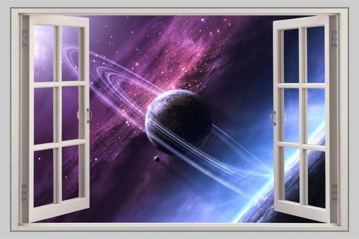 Gambar Dekorasi Dinding 3D Wall Art Jendela Gambar Luar Angkasa - Luar Angkasa-01, 100 cm x 66 cm dari riguna undefined Tokopedia