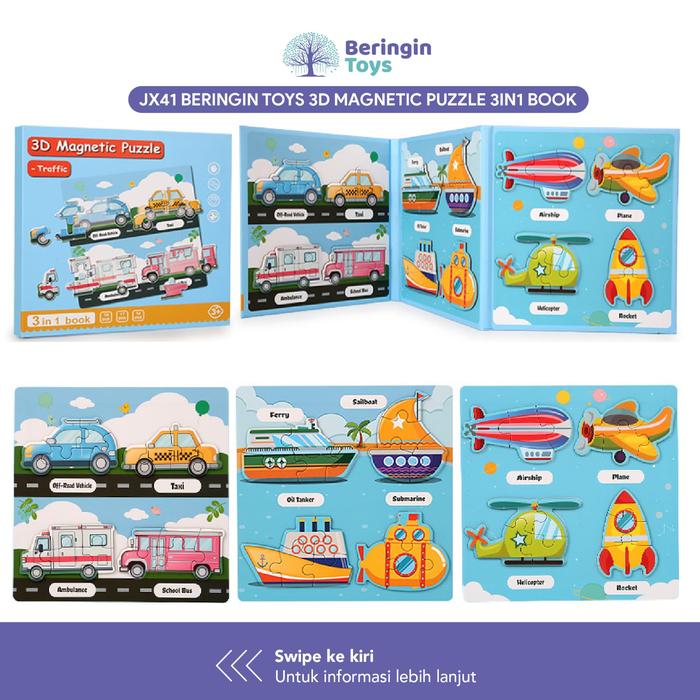 Gambar Beringin Toys Mainan Buku Puzzle Magnet 3 in 1 / Mainan Edukasi Anak - Traffic dari IQAngel undefined Tokopedia