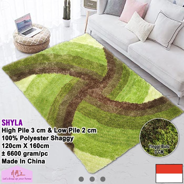 Gambar Tren-D-rugs karpet shaggy bulu tebal permadani ruang tamu 120x160 NM's - Green SFLX 03 dari NMs Lets dress up your home undefined Tokopedia