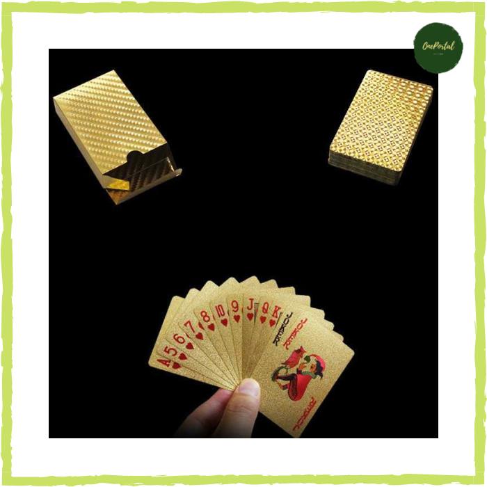 Gambar Kartu Remi Poker Card Gold Foil Lapisan Emas Anti Skid Waterproof Playing Cards - Gold dari OnePortal undefined Tokopedia