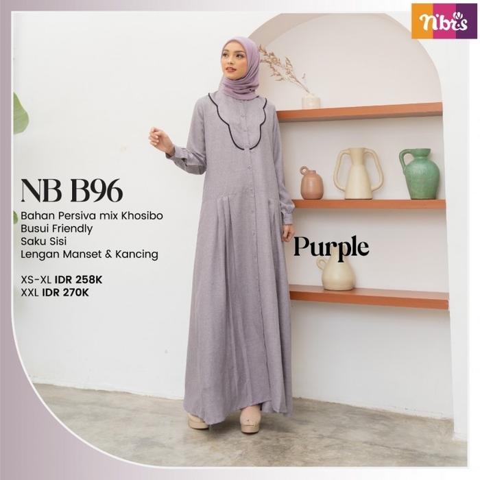 Gambar Gamis Nibras NB B96 Warna Biru Muda Light Blue Plain Dress Pastel Ori - Ungu Purple, XL dari Hibban Online Shop undefined Tokopedia