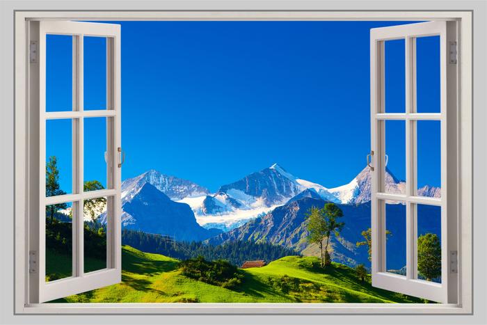 Gambar Dekorasi Dinding 3D Wall Art Jendela Gambar Gunung - Gunung-01, 100 cm x 66 cm dari riguna undefined Tokopedia