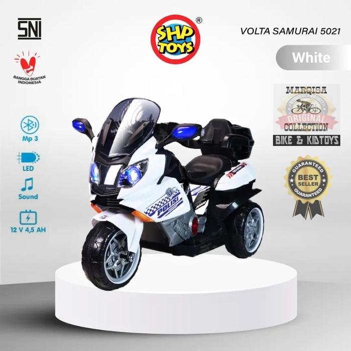 Gambar Motor Aki Anak VOLTA 5021 Polisi Samurai Lampu LED Musik Remote Helm - Police dari Marqisa Collection undefined Tokopedia