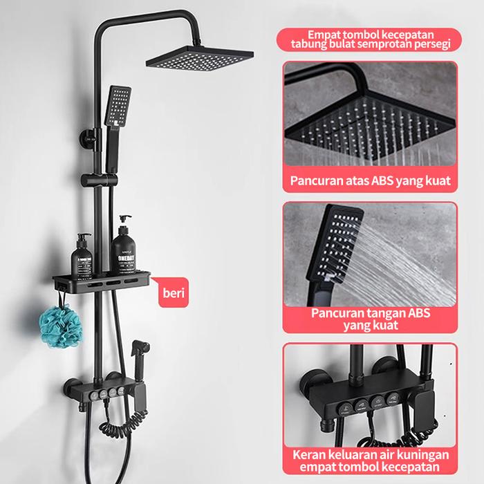 Gambar Shower Kamar Mandi 4 in 1  tampilan digital suhu konstan Shower Set - hitam dari ClassicCollection undefined Tokopedia