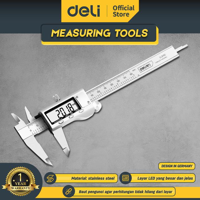 Gambar Deli Vernier Caliper / Jangka Sorong Digital 6 inch Perkakas DL91150 dari Deli Tools Official undefined Tokopedia