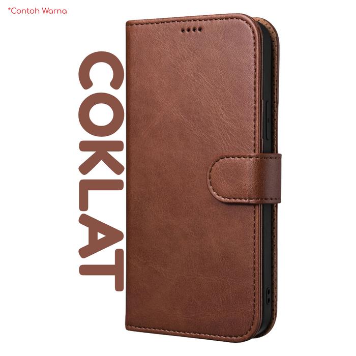 Gambar Sarung Kulit Oppo A32 A53 A33 2020 A15S Flip Case Leather Cover Dompet - Coklat, A32/A53/A33 dari Indo Smart Acc Hp undefined Tokopedia