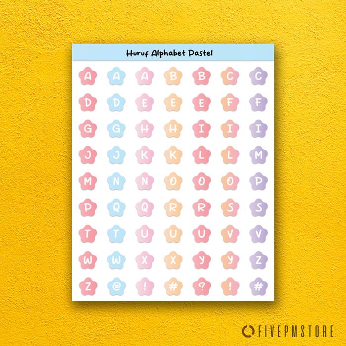 Gambar Sticker Huruf Abjad Pastel - Stiker Huruf Alphabet Aesthetic 2 sheets - Pastel 1 dari Fivepmstore Malang undefined Tokopedia