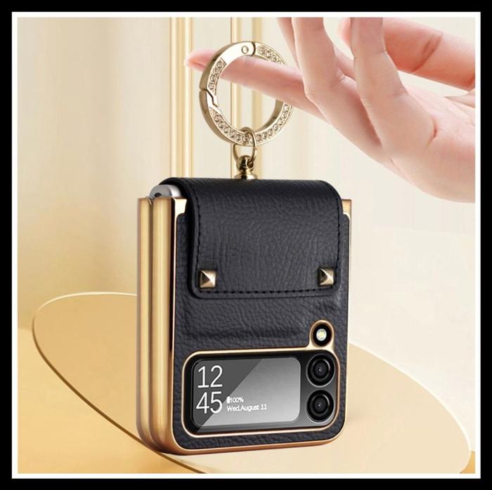 Gambar Samsung Galaxy Z Flip 3 Flip3 5G Case Luxury Plat Lens Leather Ring - HITAM., SAM Z FLIP 3 5G dari Huami Shop 577 undefined Tokopedia