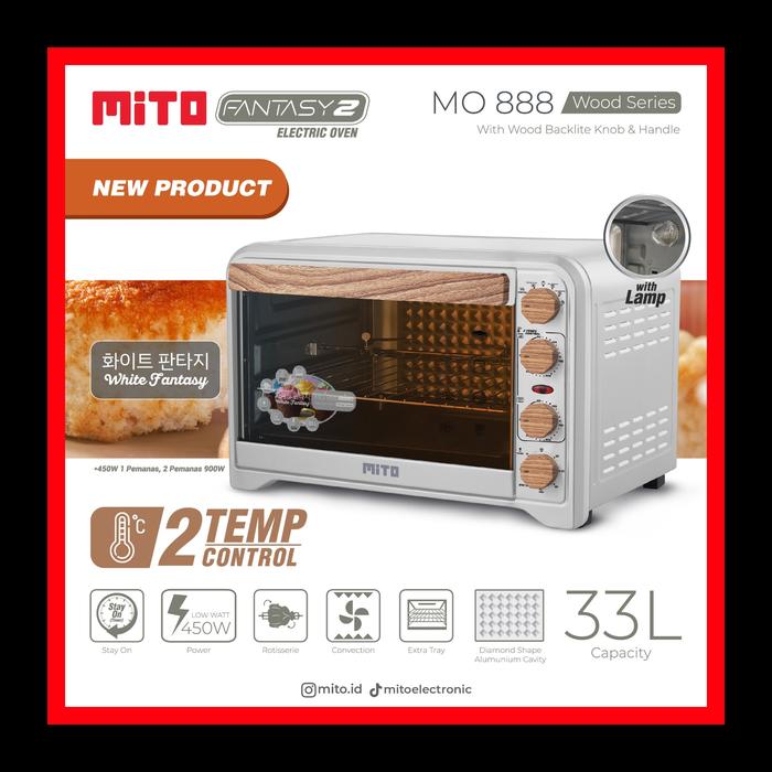 Gambar Oven Mito Fantasi 2 MO 888, 33 liter New Octagon Button Oven Listrik L - Putih dari Kitchenlin undefined Tokopedia