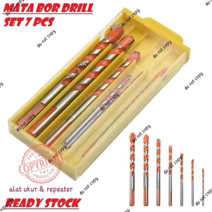 Gambar Mata Bor Drill Set 7 pcs Multi Purpose Bor Besi Beton Kayu Multifungsi - 7 Set dari Alat Ukur Dan Repeater undefined Tokopedia