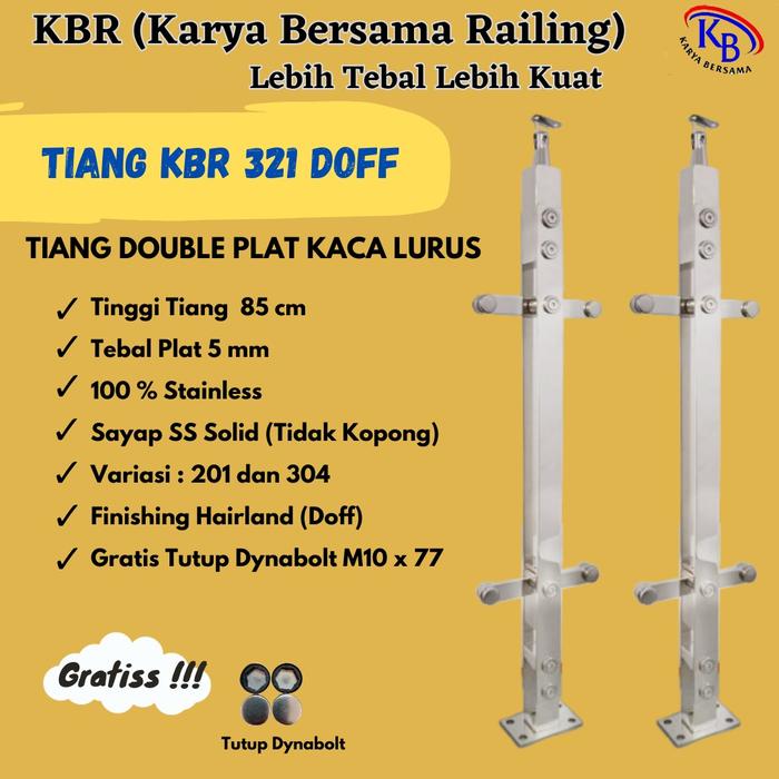 Jual Tiang railing tangga kaca doff / Tiang double plat Ss 201 Lurus ...