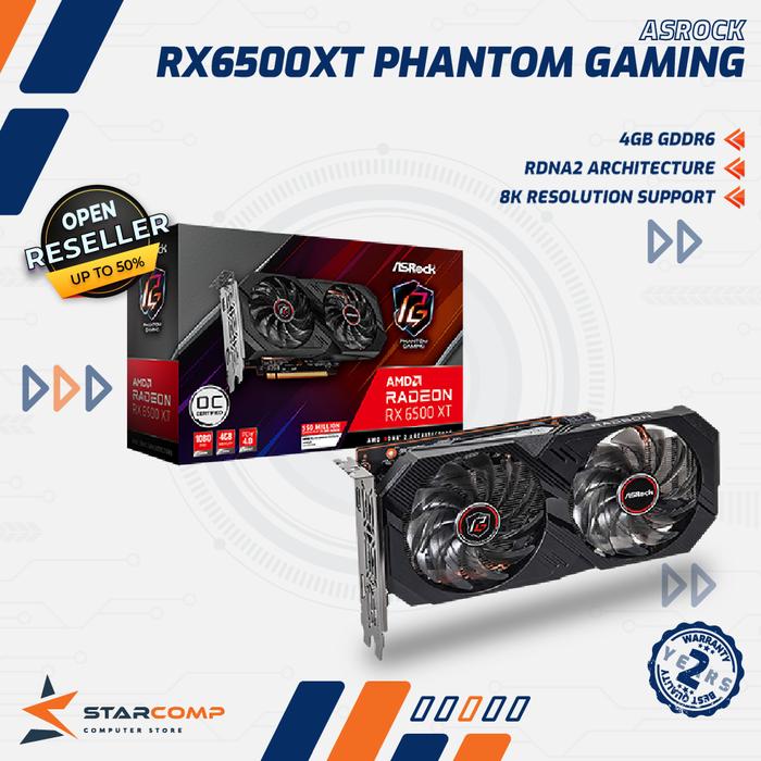 Gambar ASROCK RX 6500 XT PHANTOM GAMING D OC 4GB GDDR6 RX6500 - 6500XT dari Starcomp Origin undefined Tokopedia