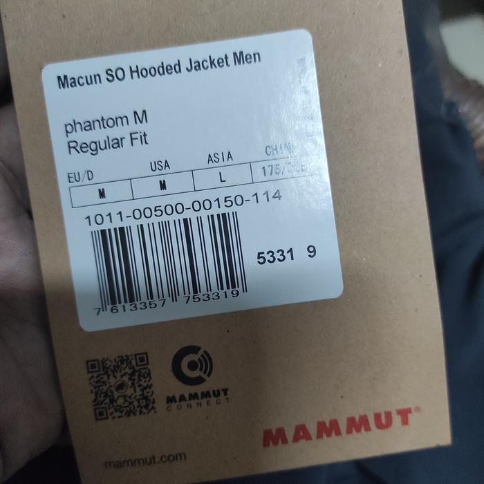 Gambar Jaket Gunung Mammut Macun SO Hooded Jacket Mens Original - Phantom, M dari njsecondstore undefined Tokopedia