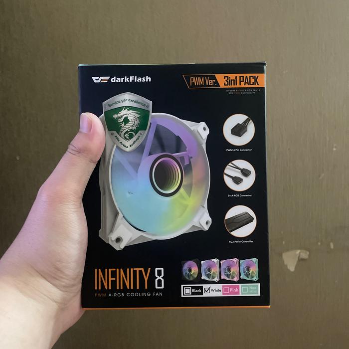 Gambar AIGO Darkflash Infinity 8 argb 3in1 120mm White ARGB Fan + RGB Hub dari Game Angels id undefined Tokopedia