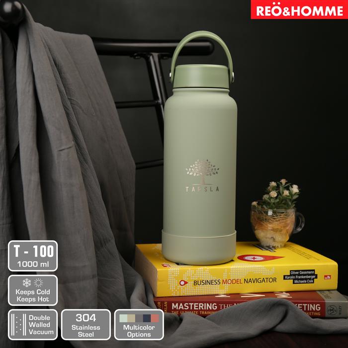 Gambar Reo&Homme Vacuum Flask Tumbler Keep Hot & Cold 1200 ML Termos T-102 Body Rubber Spray Silikon - Pale Green dari Reo & Homme Living undefined Tokopedia