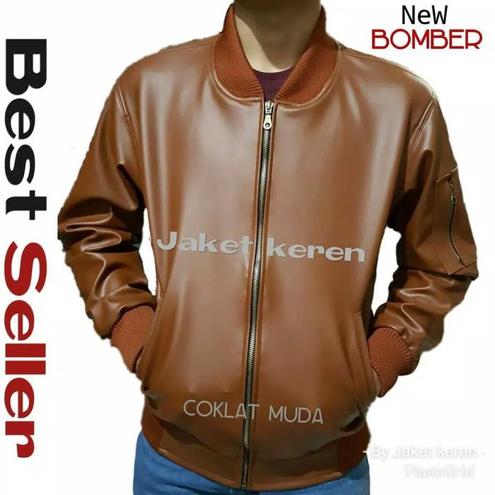 Gambar Jaket Pria Keren Murah BOMBER GARUT asgar leather store - Cokelat, L dari Asgar leather store undefined Tokopedia