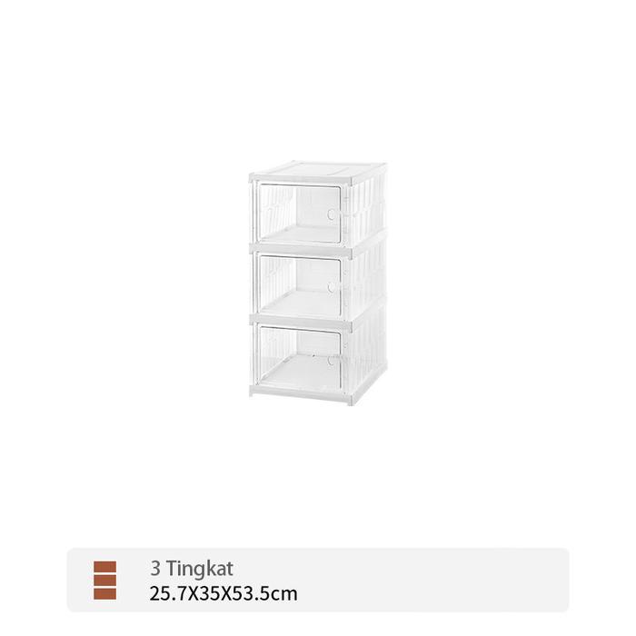 Gambar Kotak Sepatu Lipat Rak Sepatu Lipat Lemari Sepatu Lipat Kotak Sepatu - 3 Tingkat dari Ruma Zen undefined Tokopedia