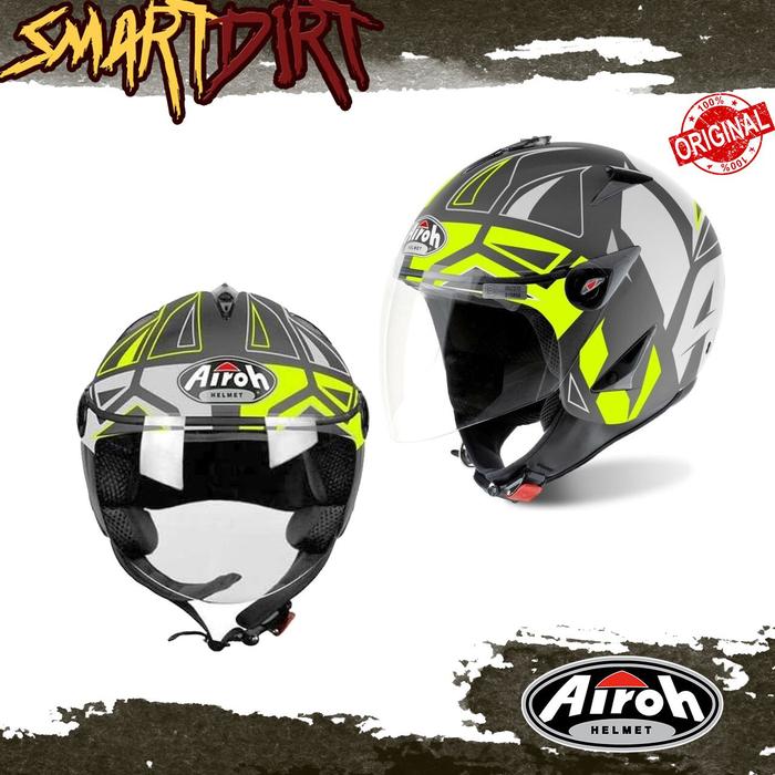Jual HELM MOTOR AIROH JT CONVERT YELLOW MATT HELM HALF FACE AIROH