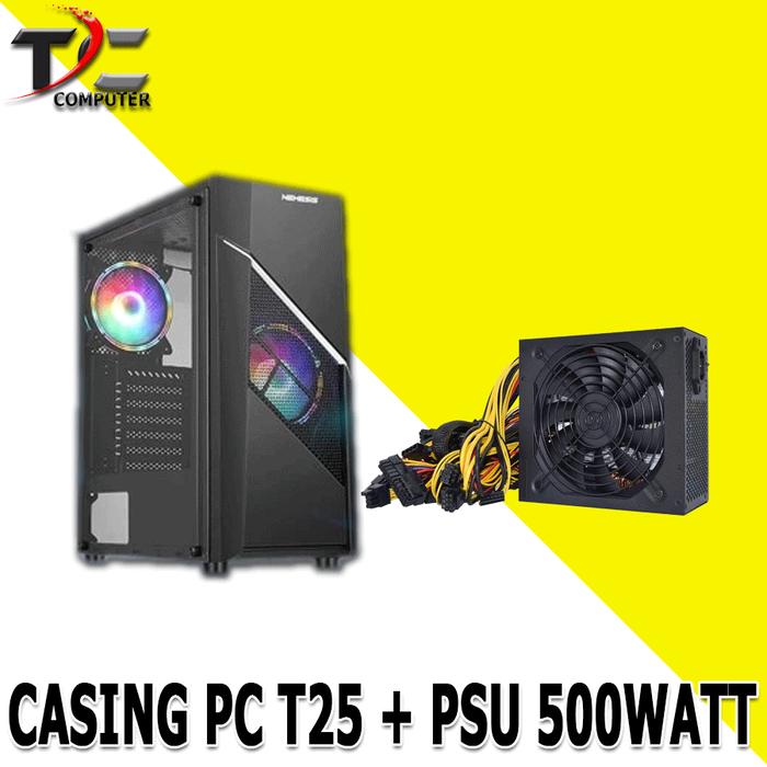Gambar Casing PC RGB ELIXIR Plus PSU 500/600 watt pure PAKET CASING KOMPUTER - 500watt + T25 dari TECH COMP JAYA undefined Tokopedia