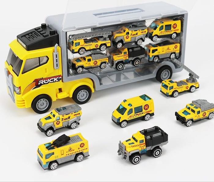 Gambar Mainan Anak Laki Laki Edukasi Mobil Mobilan Truk Angkut Die Cast  H99 - Kuning dari Haqim Toys undefined Tokopedia
