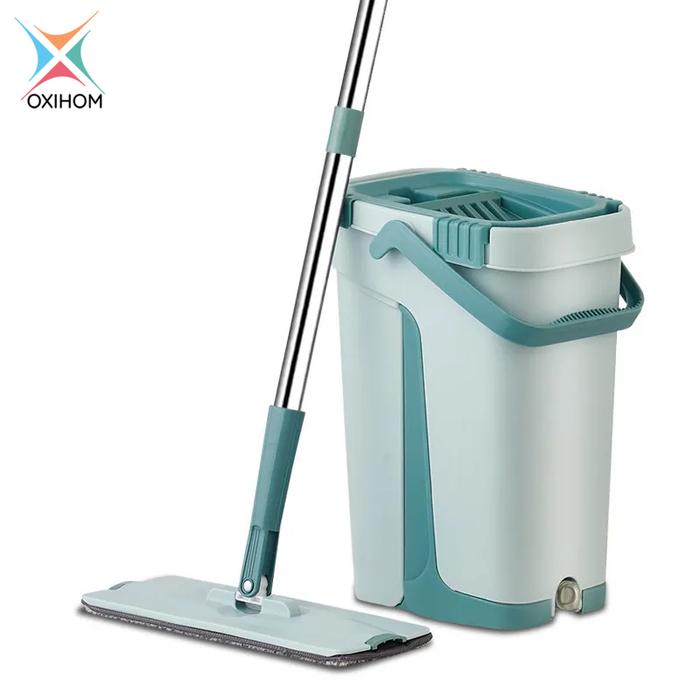 Gambar Oxihom Alat Pel Lantai dengan Pencuci dan Pengering Mop Gratis 2 Kain Plastik - C8049 Hijau dari Oxihom undefined Tokopedia