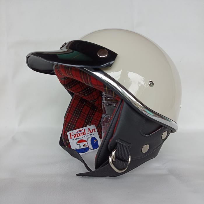Gambar Helm Chip Chips Shorty intage Model Japan - Putih Tulang dari FA helmet spesialis undefined Tokopedia