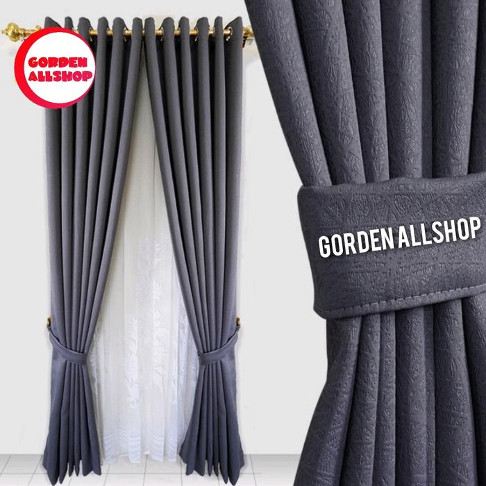 Gambar Gorden Jendela Dan Pintu Kamar Aesthetic Gordeng Penyekat Ruang Tamu Minimalis Polos Bahan Blackout Tebal Serat Embos dengan Tali Kain Premium 100% - abu tua, L140cm x T150cm dari GORDEN ANTIK BANDUNG undefined Tokopedia