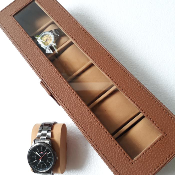 Gambar Box Kotak Tempat Jam Tangan Isi 6 Mocca Iner Cream/Box Jam Tangan - Mocca Cream dari Kerajinan Vinyl Jogja undefined Tokopedia