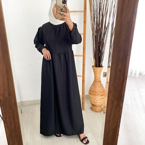 Gambar Long Dress Muslim Polos Wanita Lengan Panjang Edisi Lebaran - Hitam dari Feelisha undefined Tokopedia