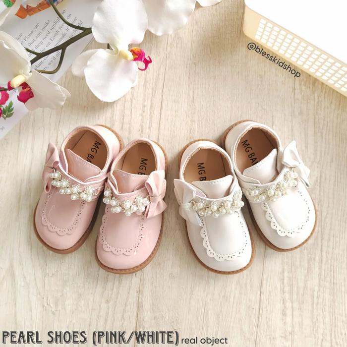 Jual SEPATU ANAK IMPORT PEARL PINK DAN PUTIH Merah Muda, 27