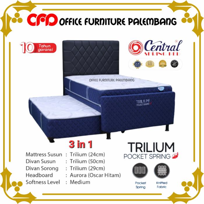 Gambar springbed central TRILIUM bed sorong 3in1 matras kasur pocket spring - 90cm, matras atas dari office furniture palembang undefined Tokopedia