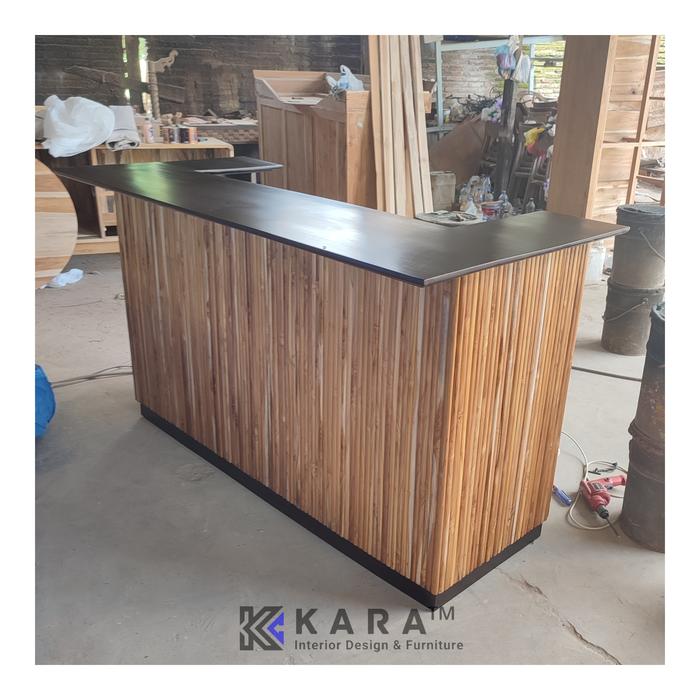 Gambar Meja Bar Kabinet Kayu Jati / Meja Cafe / Meja Kitchen / Teak Bar Table - Melamin Finish, 120 x 70 cm dari KARA_Furniture undefined Tokopedia