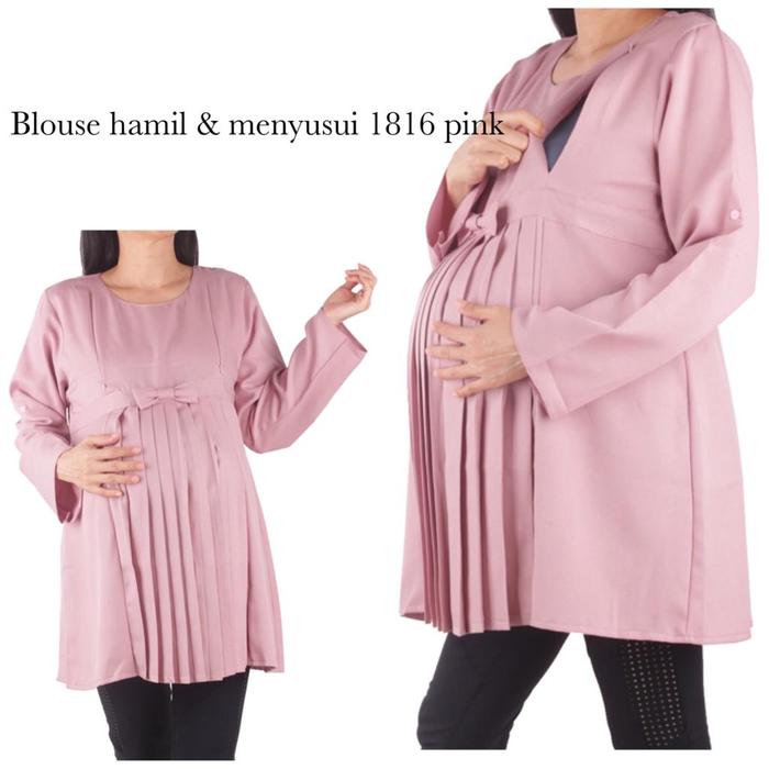 Gambar Bajuhamil baju hamil blus hamil menyusui cantik OH 1816 - Pink, All Size dari omah hamil undefined Tokopedia