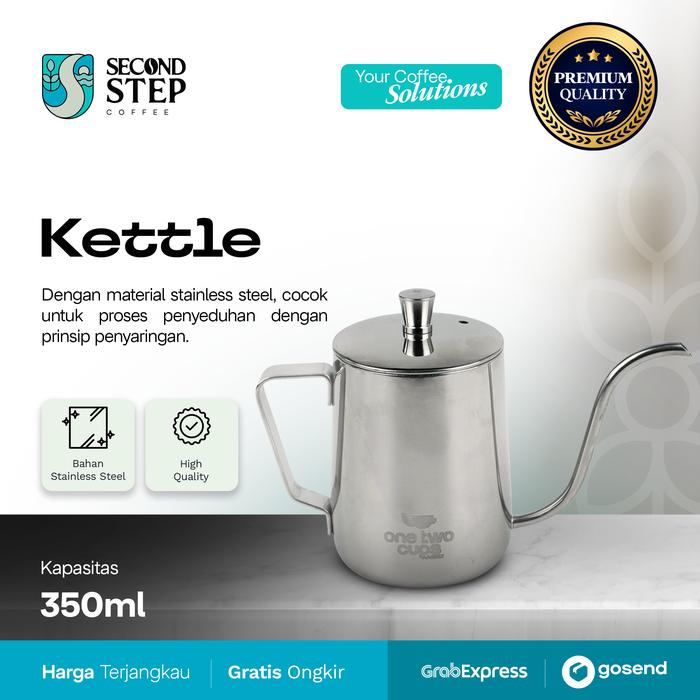 Gambar Teko Kopi V60 Coffee Kettle Leher Angsa Ketel Stainless Steel - Silver + Tutup dari Second Step Coffee undefined Tokopedia
