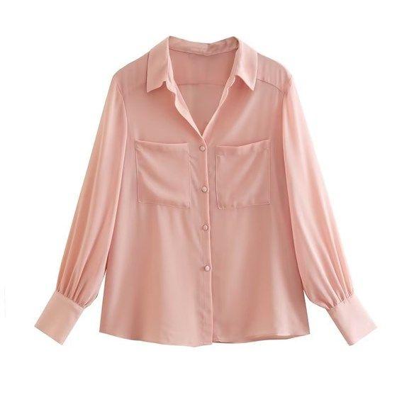 Gambar woman chiffon shirt / kemeja wanita semi transparant - Pink, S dari Gleam Store Apparel undefined Tokopedia