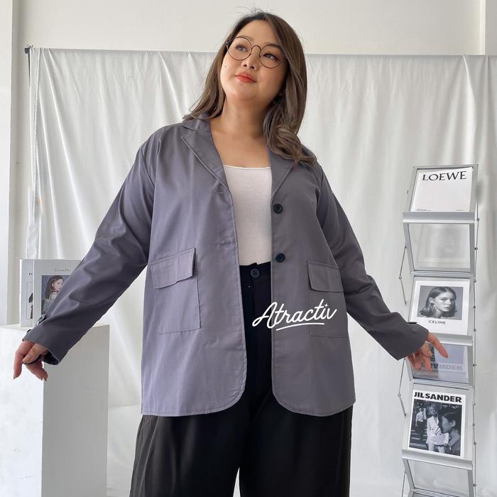 Gambar Blazer Hitam Jumbo Wanita XXL XXXL Blazer Formal Jumbo Blazer Kantor - Abu Premium, 7L dari Atractiv.id undefined Tokopedia