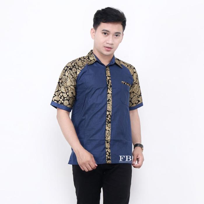 Gambar kemeja batik kombinasi ARTA SE70 - Keong Navi PJG, XL dari batik arta undefined Tokopedia