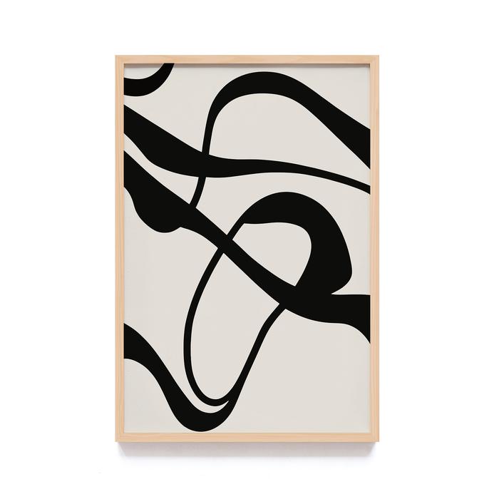 Gambar Lukisan Print Tinta Abstrak Hitam Putih - Wall Art Minimalis - 091 A, Frame Natural dari Homihose Home Decor undefined Tokopedia