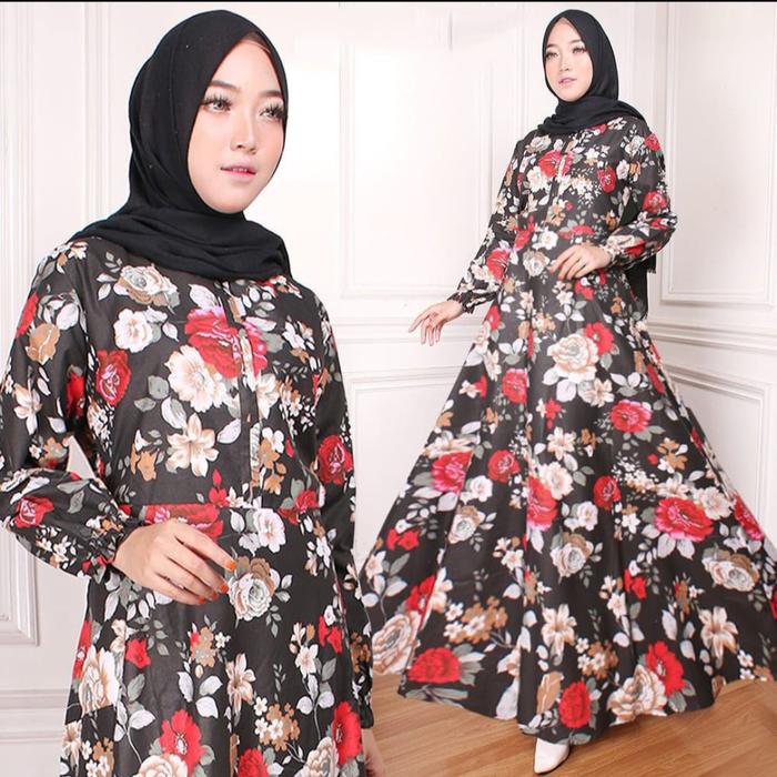 Gambar Baju Gamis Busana Dress Muslim Wanit Muslimah Kekinian Murah Terbaru - 28 HITAM dari Gamis_ALL_Store undefined Tokopedia