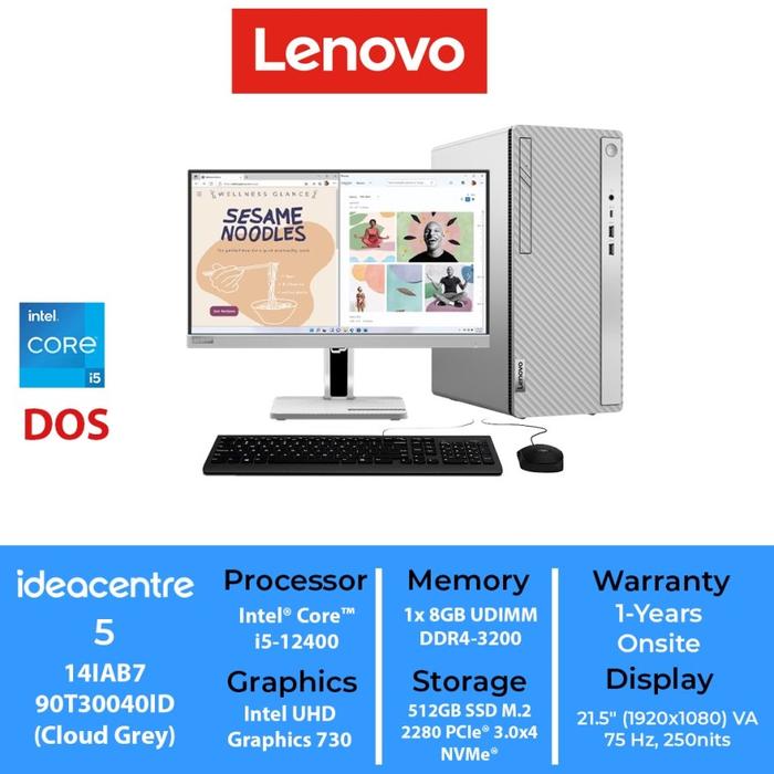 数回使用　Lenovo IdeaCentre 5 14IAB7 - 90T2 Jual PC LENOVO IdeaCentre 5 14IAB7 90T30040ID Core i5 12400