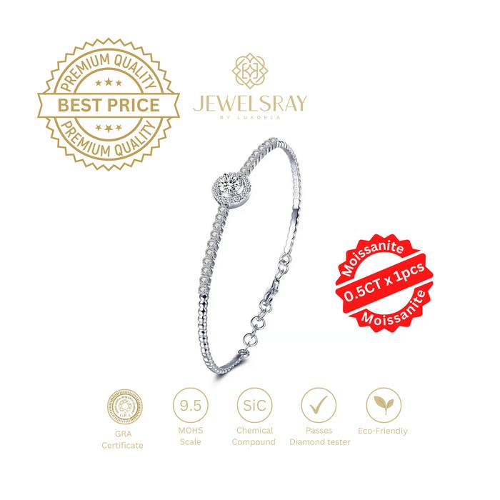 Gambar Gelang Bangle Halo Moissanite Bracelet Diamond Look Kawin Lamaran - Tanpa Gift dari Luxoela undefined Tokopedia