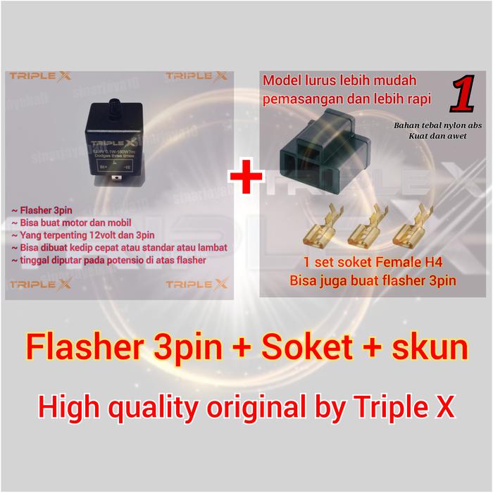 Gambar flasher 3pin sein led flaser sen 3kaki reting otomatis leting mobil - flasher+soket dari sinarjayabali undefined Tokopedia