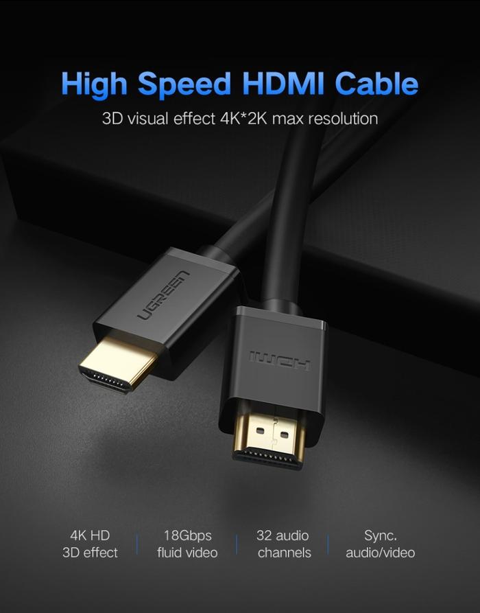 Gambar UGREEN KABEL DISPLAY - HDMI 2.0 Male to Male (10106-10108-10109-10111) dari Techno Computer Bali undefined Tokopedia